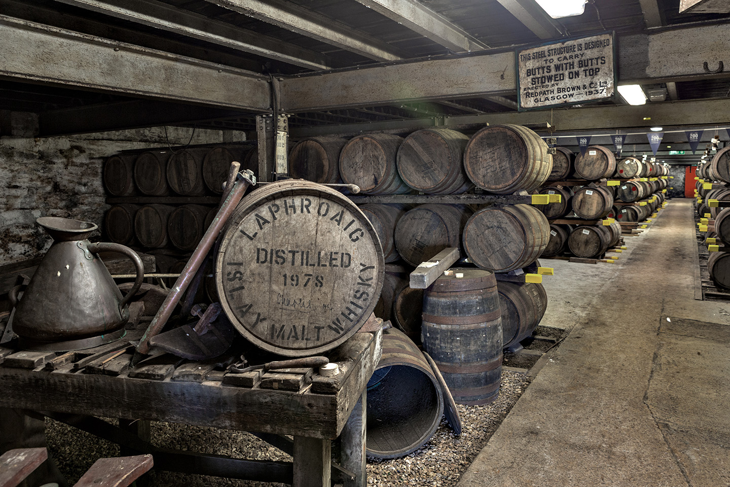 Laphroaig Whisky Casks Stored in Warehouse