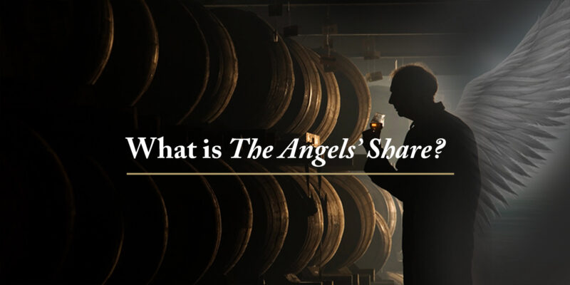 The angel drinking a glass of whisky in a dunnage warehouse